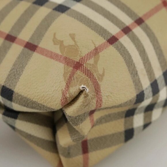 BURBERRY Nova Check Hand Bag PVC Leather Beige Auth 105625 - Picture 5 of 16